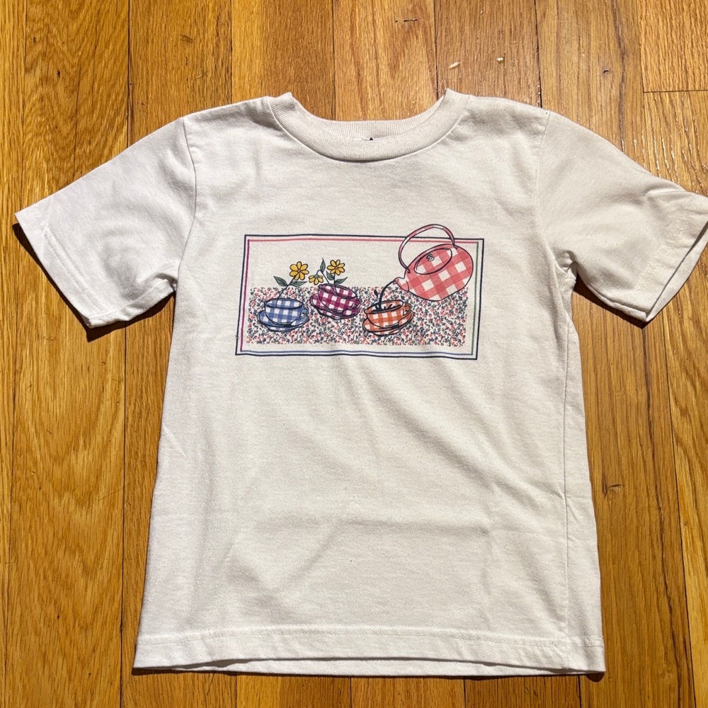 Vintage‎ 1990s Lands' End Girl’s' Tea Party Graphic T-Shirt